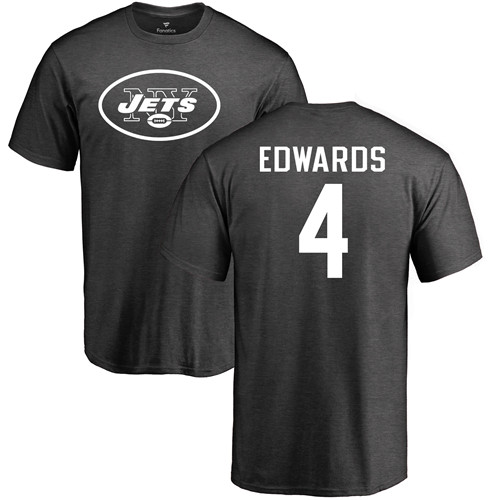 New York Jets Men Ash Lac Edwards One Color NFL Football #4 T Shirt